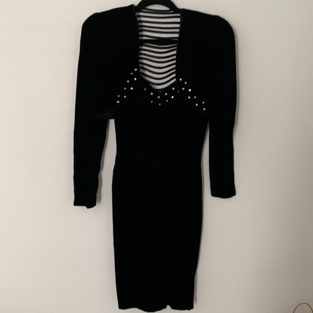 LORIANN Vintage Black Velvet Cocktail Dress With Matching Bolero